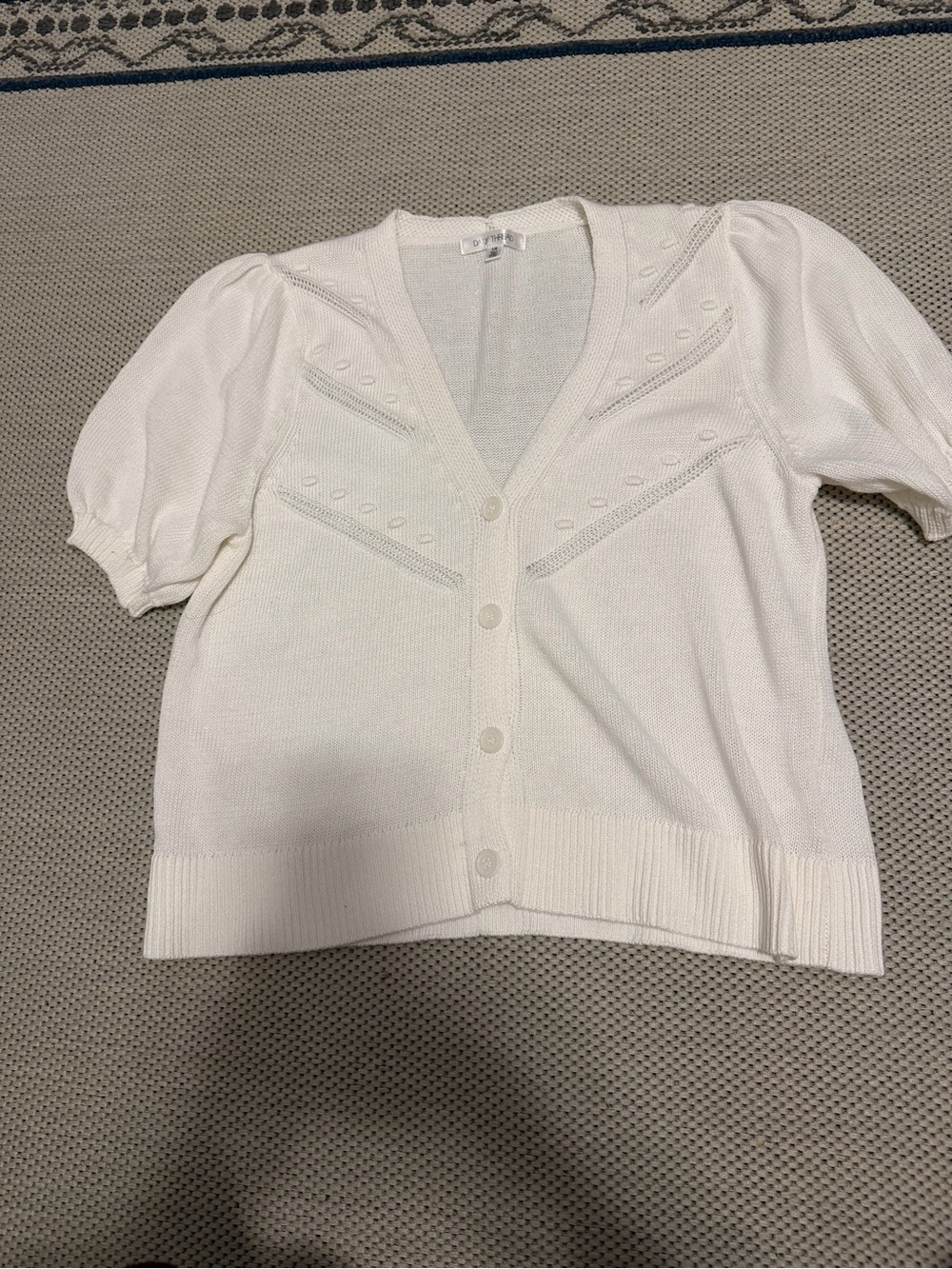 Classic White V-Neck Short Sleeve Button Cardigan